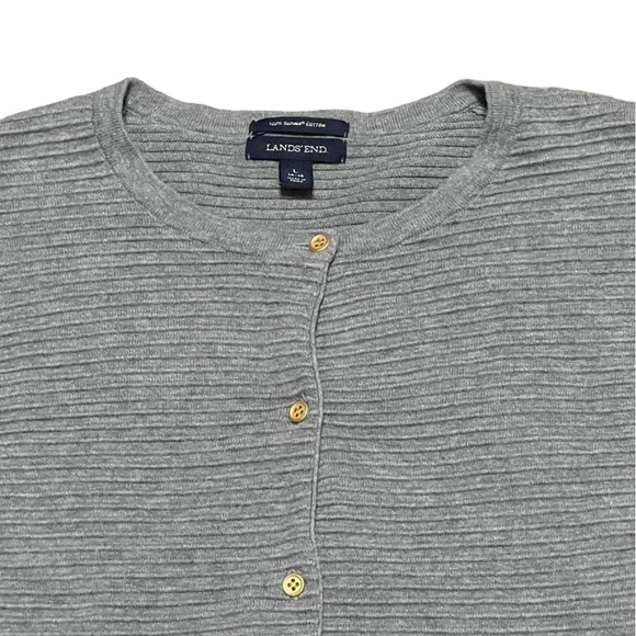 Lands’ End Supima cotton gray ribbed cardigan sweater - Picture 5 of 8
